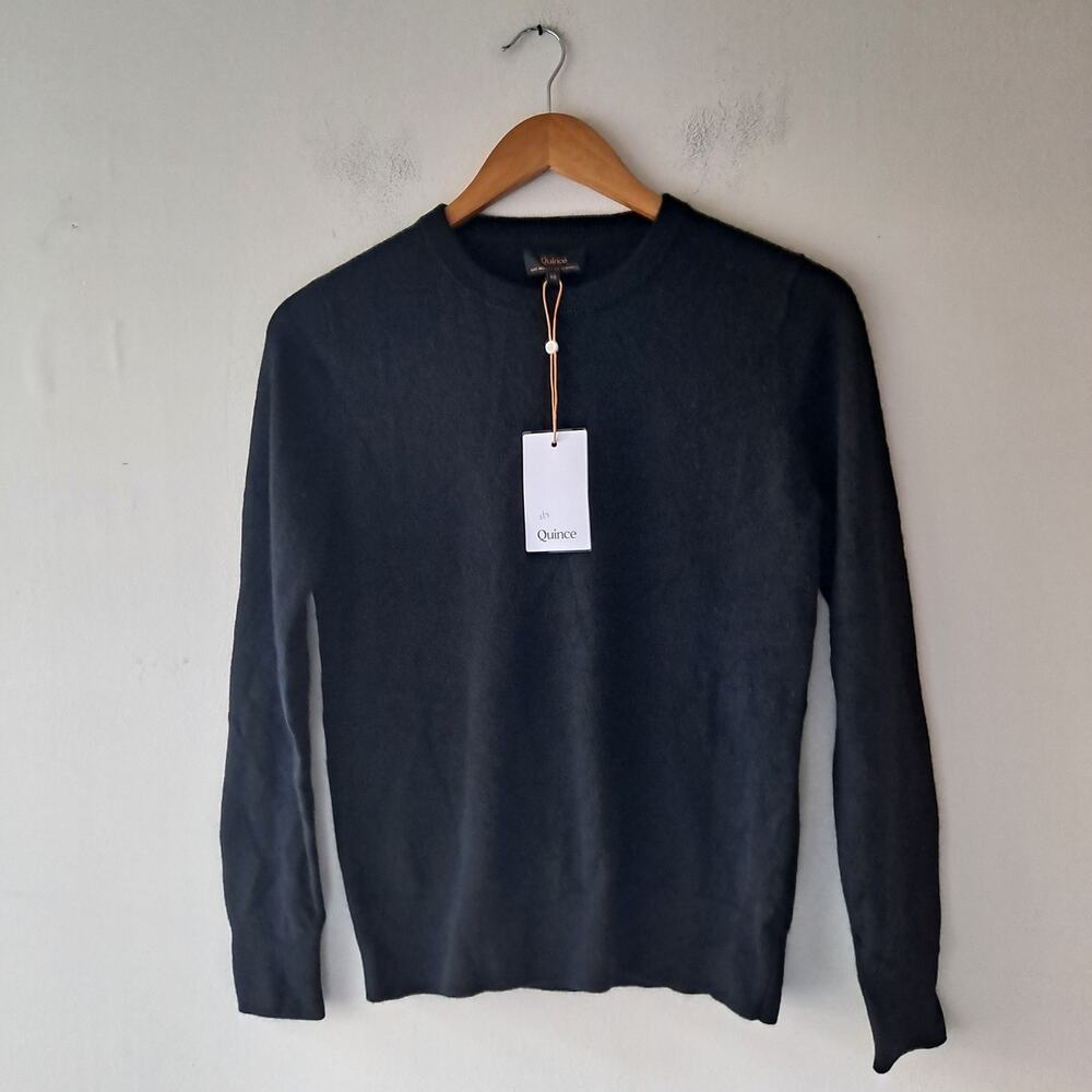 NWT Quince Mongolian Cashmere Crewneck Sweater Long Sleeve Black Womens Size XS - Picture 4 of 11